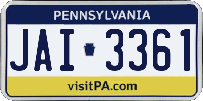 PA license plate JAI3361