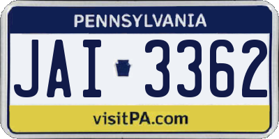 PA license plate JAI3362