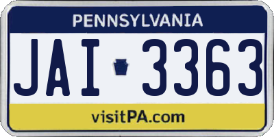 PA license plate JAI3363