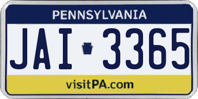 PA license plate JAI3365