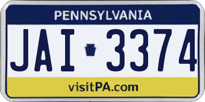 PA license plate JAI3374