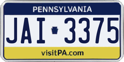PA license plate JAI3375