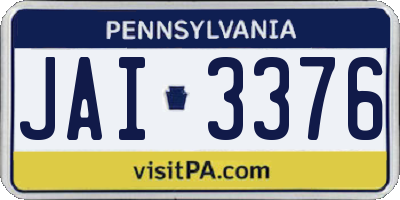 PA license plate JAI3376