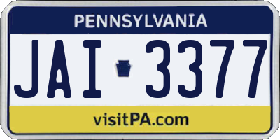 PA license plate JAI3377