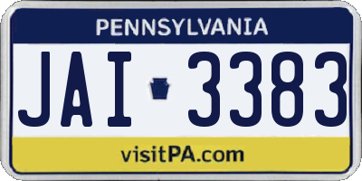 PA license plate JAI3383