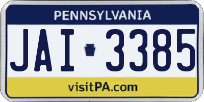 PA license plate JAI3385
