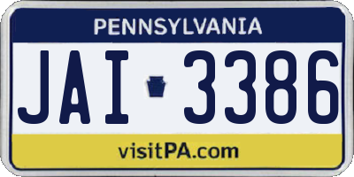 PA license plate JAI3386