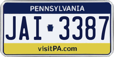 PA license plate JAI3387