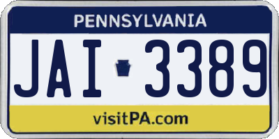PA license plate JAI3389