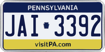 PA license plate JAI3392
