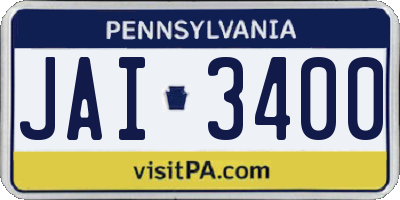 PA license plate JAI3400