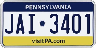 PA license plate JAI3401