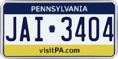 PA license plate JAI3404