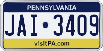 PA license plate JAI3409