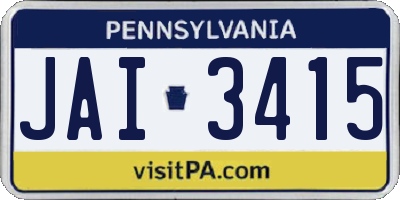 PA license plate JAI3415