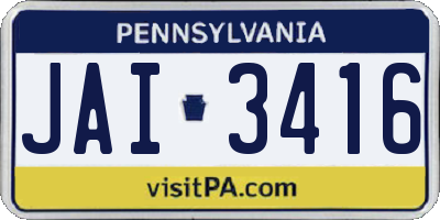PA license plate JAI3416