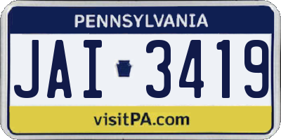 PA license plate JAI3419