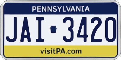 PA license plate JAI3420