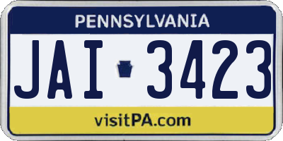 PA license plate JAI3423