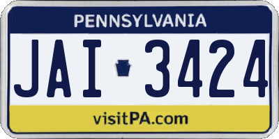 PA license plate JAI3424