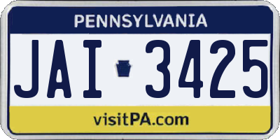 PA license plate JAI3425