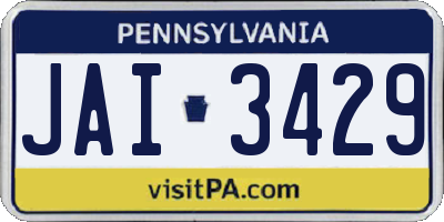 PA license plate JAI3429