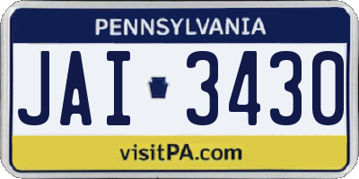 PA license plate JAI3430