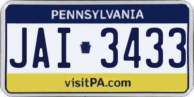 PA license plate JAI3433