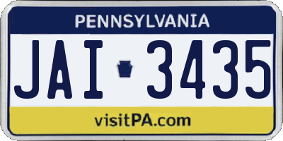 PA license plate JAI3435