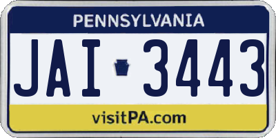 PA license plate JAI3443