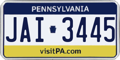 PA license plate JAI3445