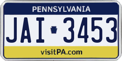 PA license plate JAI3453
