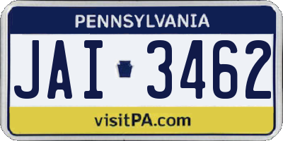 PA license plate JAI3462