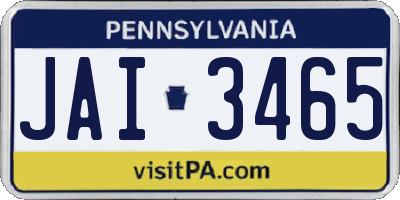 PA license plate JAI3465
