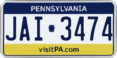 PA license plate JAI3474