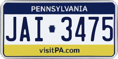 PA license plate JAI3475