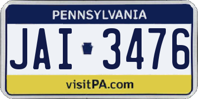PA license plate JAI3476