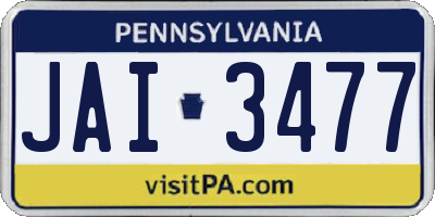 PA license plate JAI3477