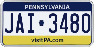 PA license plate JAI3480