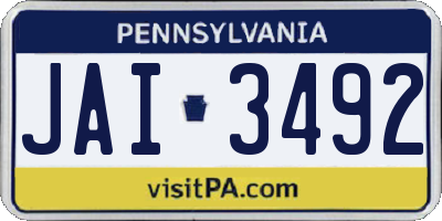 PA license plate JAI3492