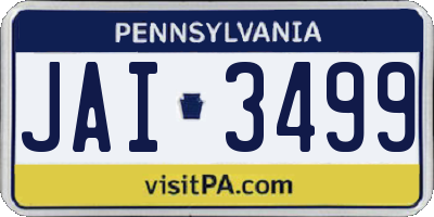 PA license plate JAI3499