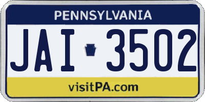 PA license plate JAI3502
