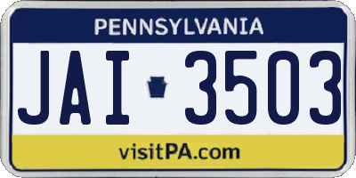 PA license plate JAI3503