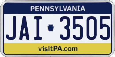 PA license plate JAI3505