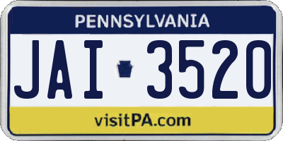 PA license plate JAI3520