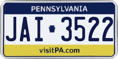 PA license plate JAI3522