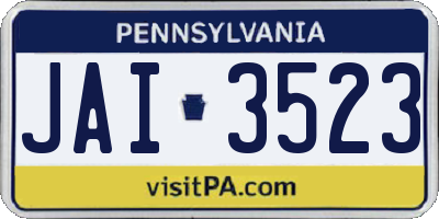 PA license plate JAI3523