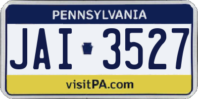 PA license plate JAI3527