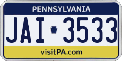 PA license plate JAI3533
