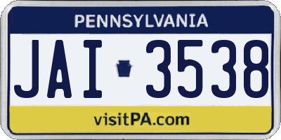 PA license plate JAI3538